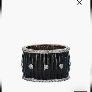 Freida Rothman Industrial Finish Cigar Band Sterling Silver Rhodium Size 8-8.5